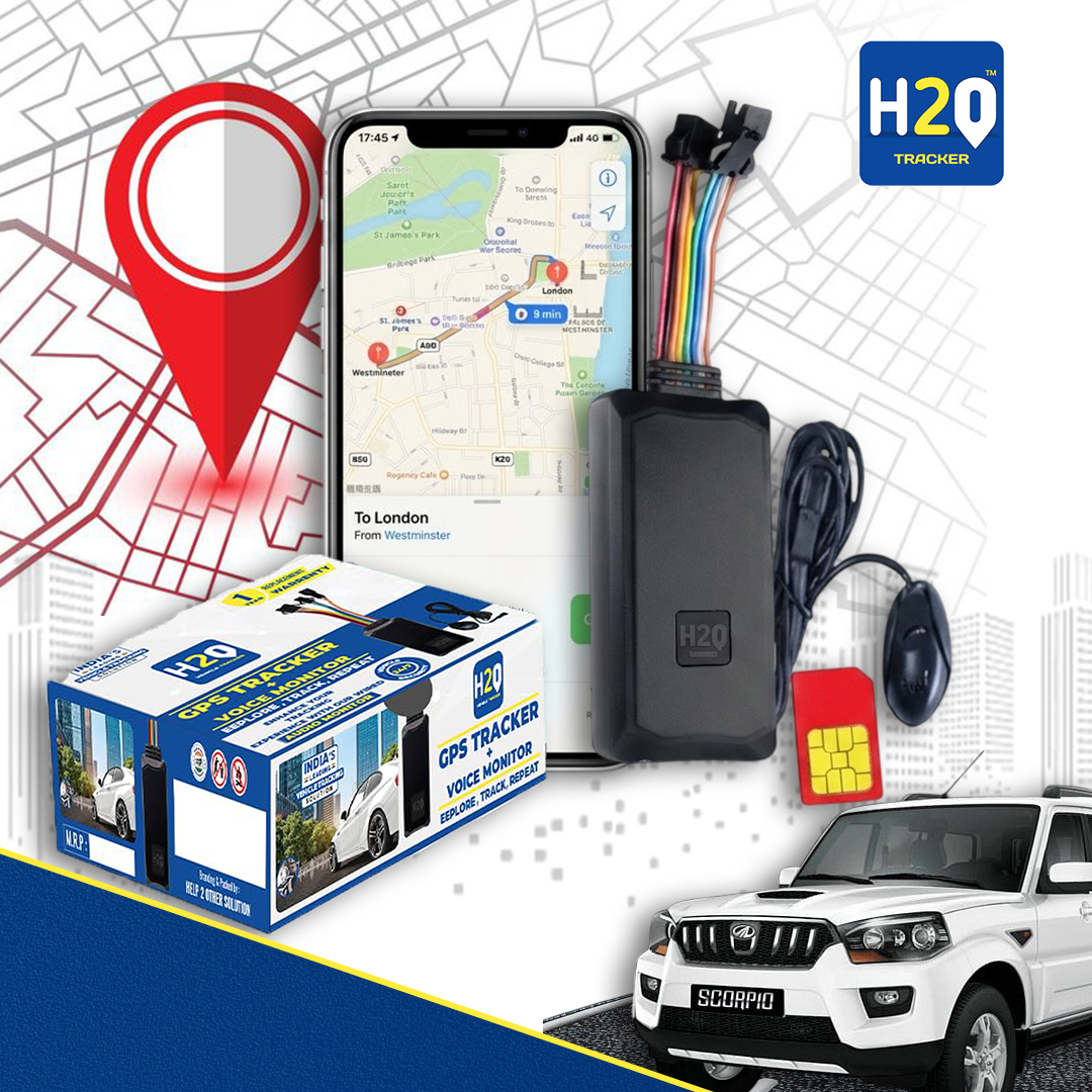 H2O Vehicle Tracker GPS | GPS Tracker + Audio Monitor | Multiple Report | Over Speed Alert | Theft Alert | Live Audio Monitoring |Include Sim Card