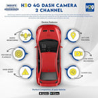 4G Dash Camera Duel Channel | Road & Cabin View | cloud call support | voice monitoring with 4G Sim Support|